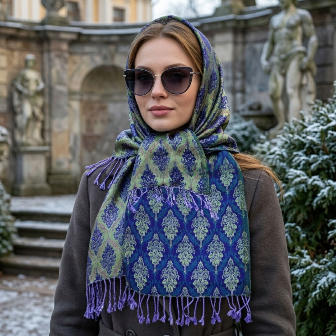 Fancy Royal Blue Pattern Neckscarf